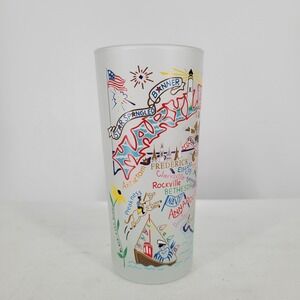 Catstudio Maryland State Frosted Glass Tumbler Souvenir Collector Highball 15oz